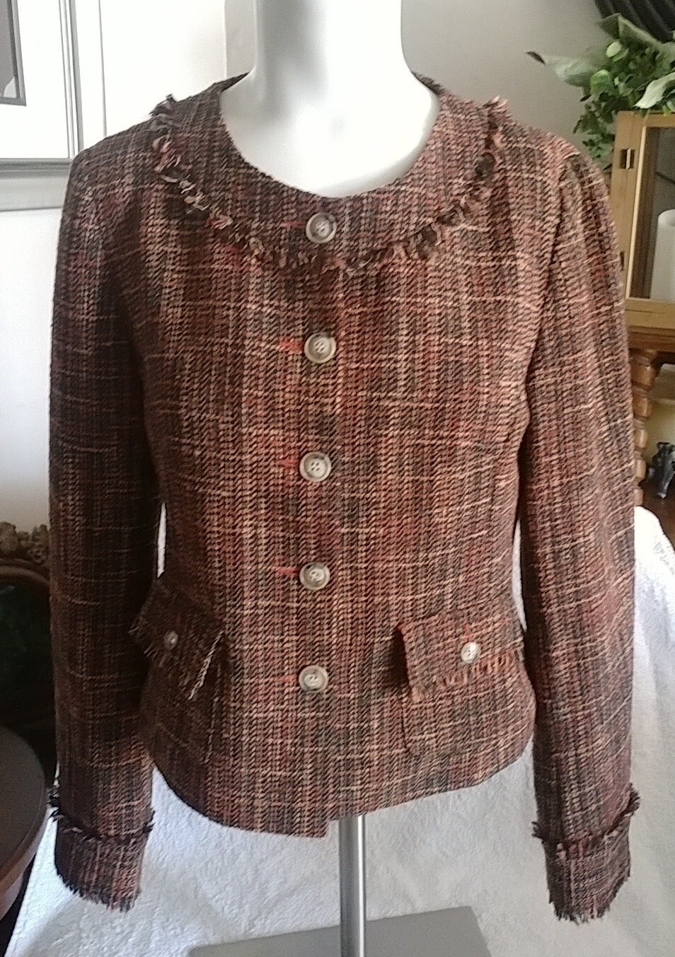 Sundance Multi Colored Tweed Button Cuff Jacket S… - image 1