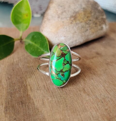 Joli Bleu Cuivre Turquoise Gemme 925 Argent Sterling Fait à