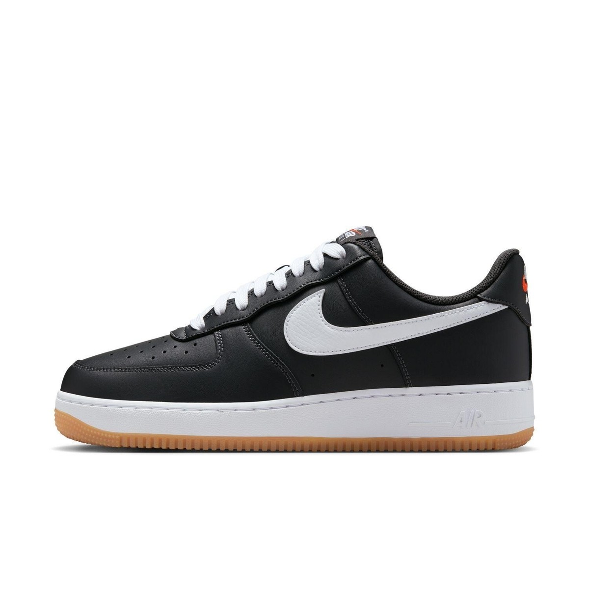 Nike Air Force 1 Low Black White Gum Total Orange II7630-001 Men's
