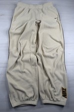 Vtg Nike Joggers Sweatpants Gray Tag Heavy Fleece Embroidered Ankle Zip Y2K M