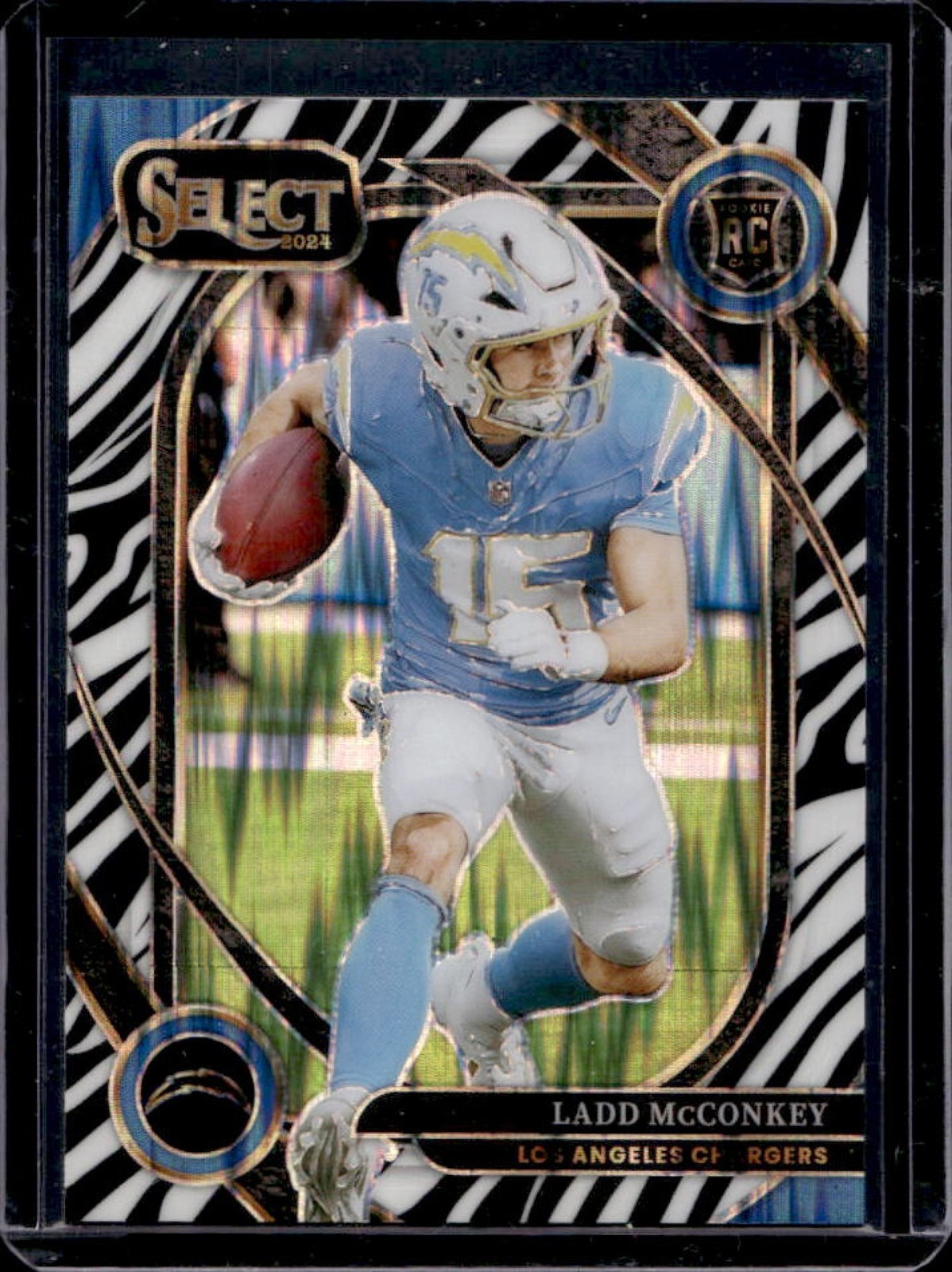 2024 Select Ladd McConkey Club RC Zebra Prizm Shock #268 Texans Chargers