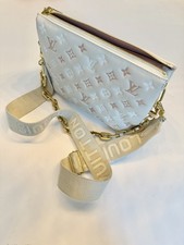 LOUIS VUITTON Cream Monogram Embossed Lambski...
