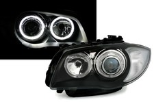 Angel Eyes Scheinwerfer Set f&uuml;r BMW E81 E82 E87 E88 04-11 1er LED Ringe Schwarz