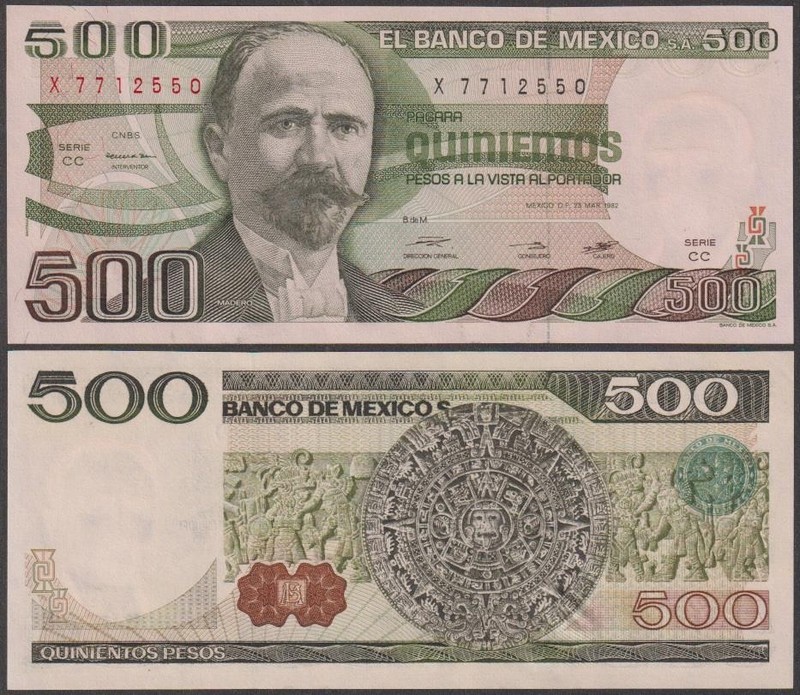 El Banco De Mexico, 500 Pesos, 1982, AU, P-75