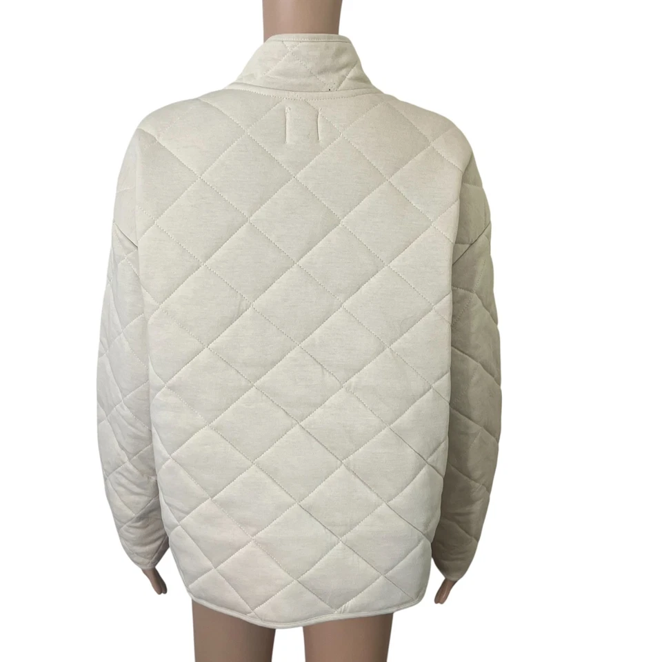 Kensie Jeans Quilted Jacket Women’s Large Beige Snap Button Puffer Coat Pockets - Image 2 of 4