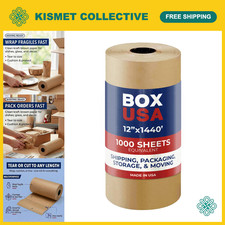 Kraft Paper Roll 12"x17280" (1440') - 30# Recycled Packing Material, Eco-Friendl
