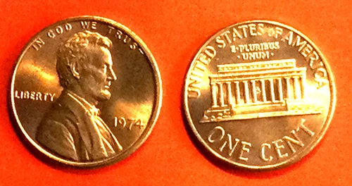 1974-P LINCOLN CENT,CHOICE BRILLIANT UNCIRCULATED,BUY 2 AND GET 1 FREE