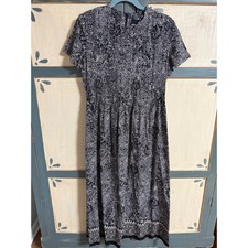 Positive Attitude Vintage 90s Black White Floral Paisley Maxi Dress 6 Prairie