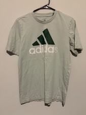 adidas Men's Light Green Logo Crew Neck T-Shirt S HL2249 ODY001 Cotton Jersey