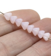 Rose Pink Baby Bell Flower Beads, 50-Pack Czech Glass Mini Flowers 4x6mm