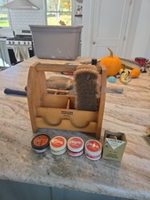 Vintage Esquire Footman De Luxe Wooden Shoe Shine Caddy Valet 1950s