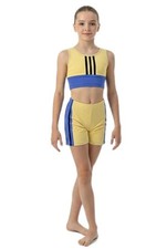 Gilda Marx Kids Cotton Blend Dance Shorts Racer Sport Bra Set Yellow Size 12/14