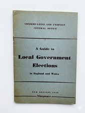 Rare 1949 Conservative Party Election Guide - Local Government England & Wales