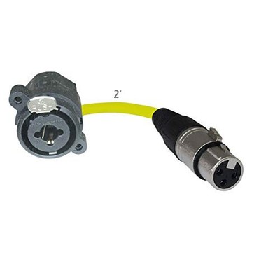 2ft Pigtail 1/4 TRS/XLR Female Panel Mount to XLR Female Plug Yellow
