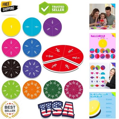 78 PCS Magnetic Fraction Tiles, Educational Math Learning Manipulatives Set f...