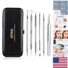 Stainless Steel Blackhead Remover Kit with Anti-Slip Handles, Leather Case