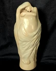 Vintage Van Briggle Pottery Lorelei Vase Signed TE Matte Tan w Blue Overspray