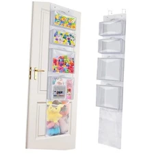 Hanging Toy Storage over Door, Block Stuffed Animal Organizer Idea with 4 White