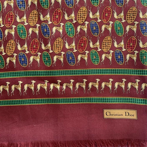 Authentique foulard Christian Dior multicolore 156 x 48 cm logo marque motif animal