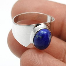 925 Sterling Silver Lapis Lazuli Gemstone Statement Cocktail Handmade New Ring
