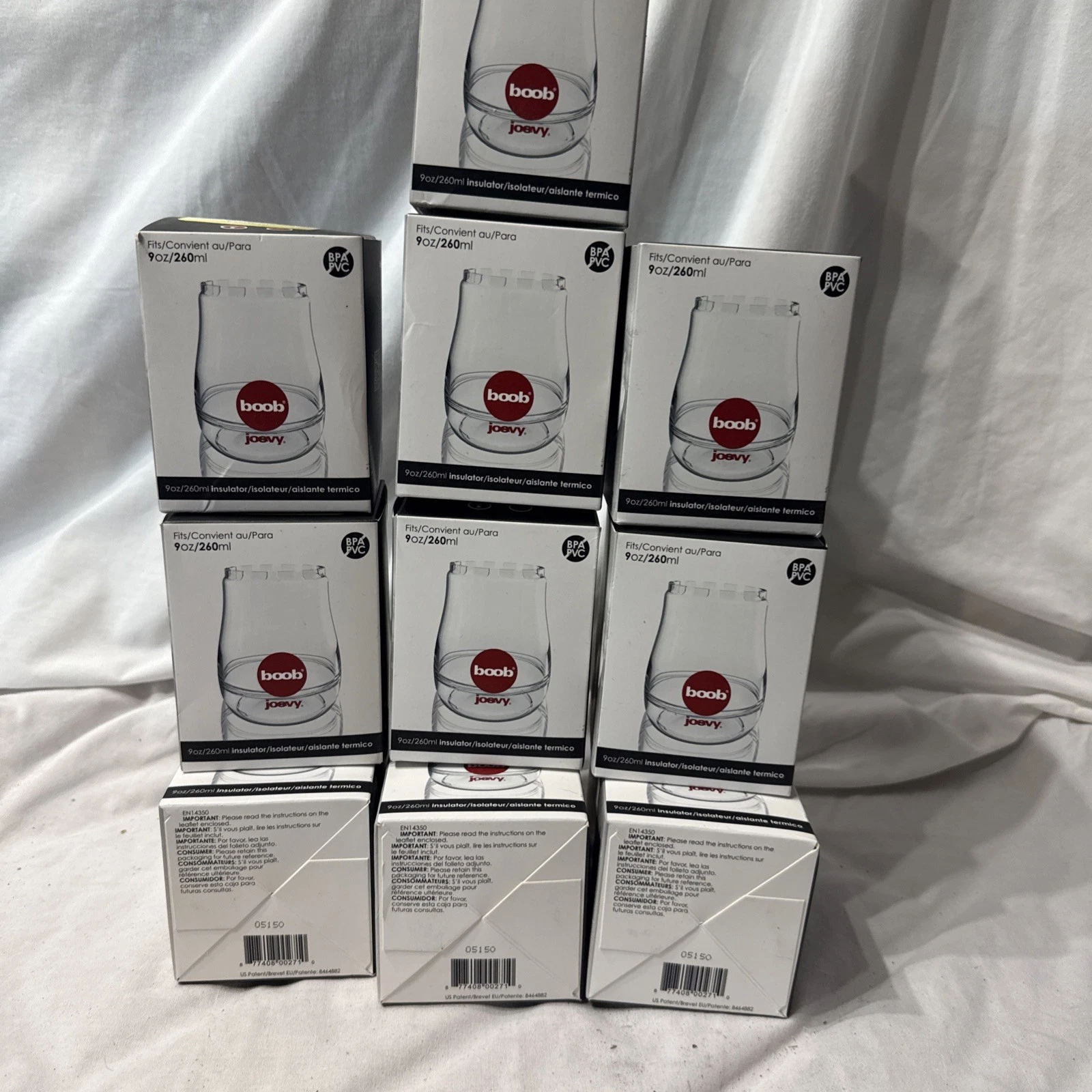 NEW Joovy Boob Baby Bottle Insulator Clear 9 Ounce Lot Of 10
