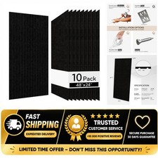 Olanglab Acoustic Wall Panels 10 Pack 48x24 in Black Felt Sound Absorbing