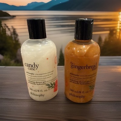 2 PHILOSOPHY HYDRATING SHOWER GEL  8 OZ EACH GINGERBREAD  & Candy Cane Sealed