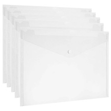 30pcs A4 POPPER WALLETS Plastic Document Folders ENVELOPE Stud ID HOLDER CLEAR B