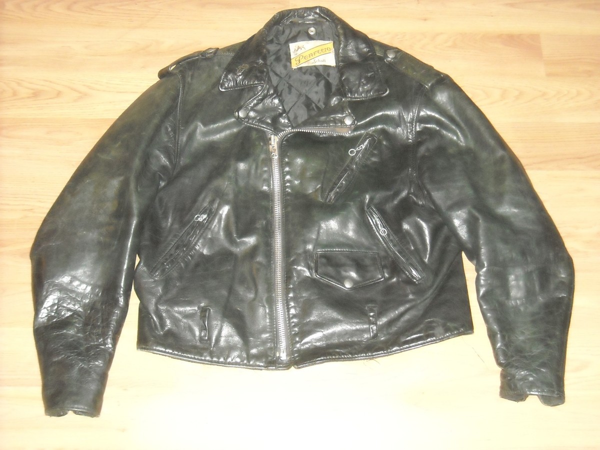 80's〜 schott VTG 70S 80S MENS 46 SCHOTT STEERHIDE LEATHER 618 118 BLACK