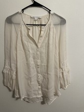 womens top small white lace Sheer Long Sleeve