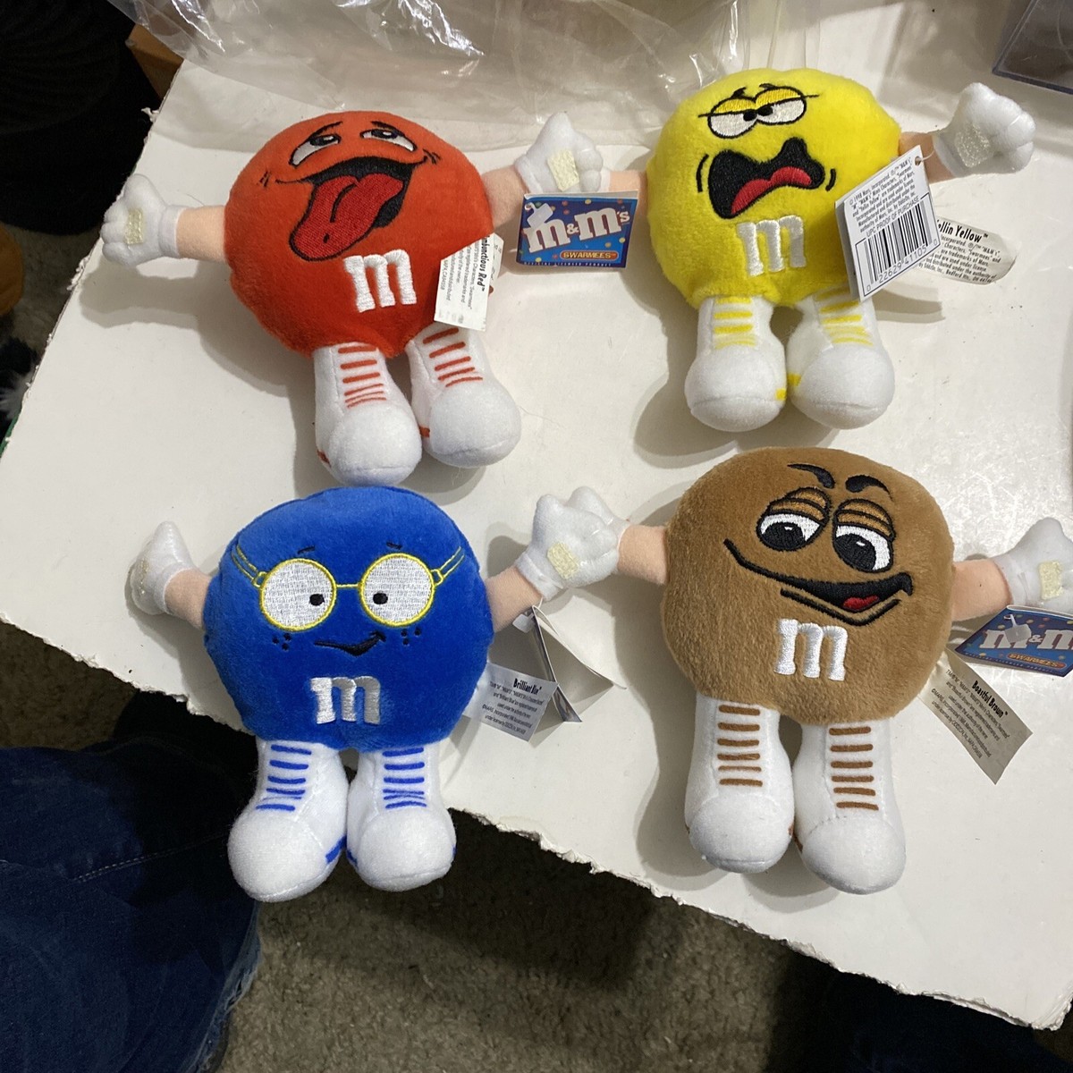 Vintage Lot Of M&M Plush 1998 MM Swarmees Yellow Brown Red & Blue