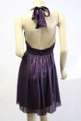 bcbg purple halter dress $318 DARK ORCHID BEADED NWT 4 Hand Beaded Crystal Dress