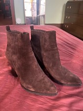 MARC FISHER Alva Chocolate Brown Suede Leather Heeled Ankle Boots - Size 9M