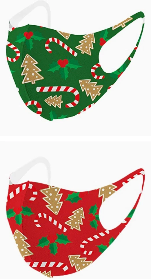 EYELOV Christmas Face Mask Covers Elastic Ear Loop Cover Face Adult Teen Kid 5pk - Image 2 of 4