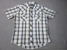 Wrangler Shirt Mens XL White Gray Plaid Western Pearl Snap Cowboy Short Sleeve