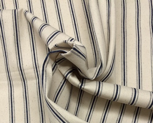 BALLARD DESIGNS VINTAGE TICKING NAVY BLUE MULTIPURPOSE FABRIC BY THE YARD 56"W - Picture 3 of 4