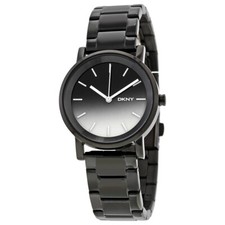 NEW DKNY SOHO BLACK TONE,ION PLATED STAINLESS STEEL BRACELET WATCH NY2184