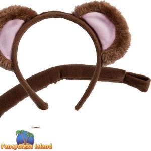 Brown Monkey Ears on a Headband for Fancy Dress