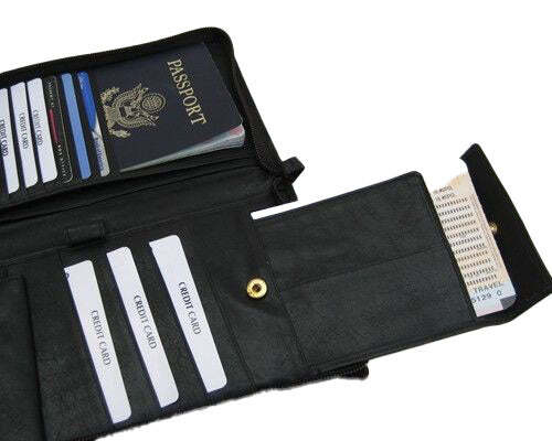 RFID Schutz Leder Reise Brieftasche Reisepass Flugticket Organizer Scheckbuch Ausweis H - Bild 7 von 15