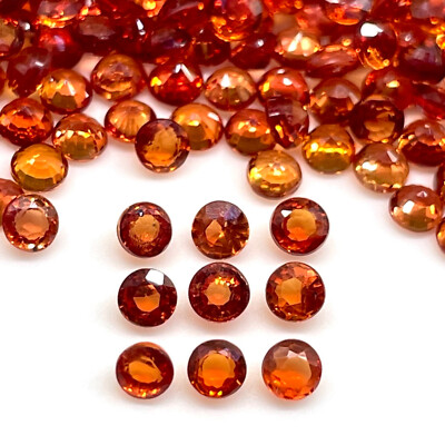 Selene Gems 2 X Natur Saphir 3mm Rund Rich Orange Edelstein Lose