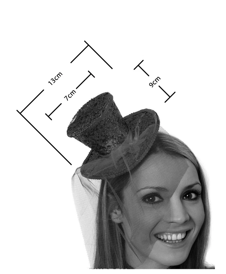 Ladies Fever Mini Glitter Top Hat On Headband Black Silver Pink Gold Red Purple - image 2 of 4