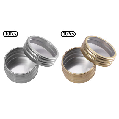 10Pc Aluminum Empty Container Tin Cans w/Transparent Window Lid Small Round Jar