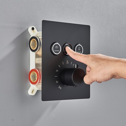 Thermostat Unterputz Duscharmatur Schwarz Regendusche Kopfbrause Duscheset ibox - Bild 9 von 11