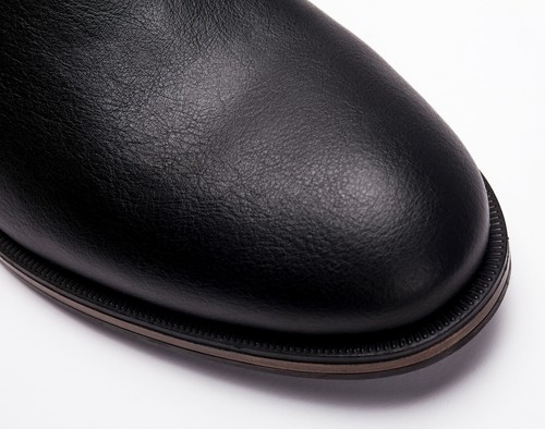 Men chelsea black boots ankle made with vegan leather with elastic pull on flat - Picture 4 of 7