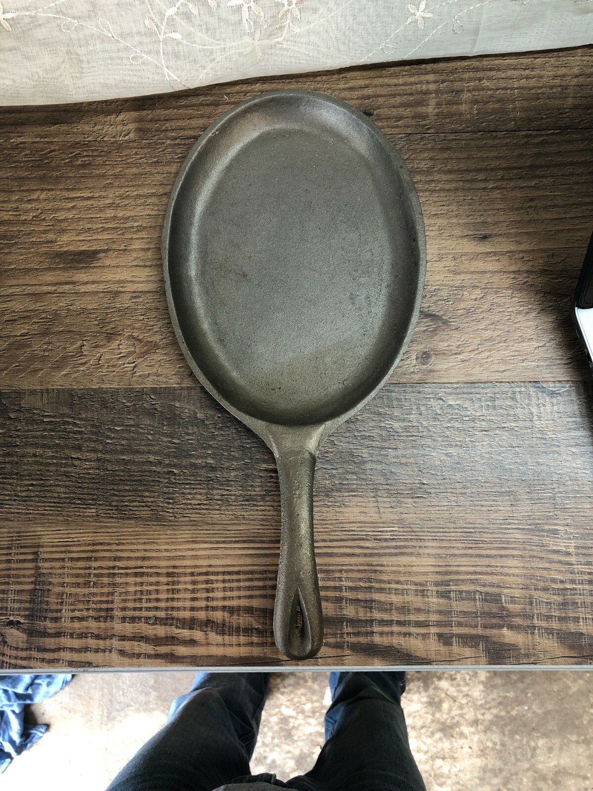 Cast Iron USA OS Oval Fajita Skillet 10" X 7" Griddle Camping Pan eBay