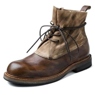 Mens Real Cow Leather Biker Desert Ankle Boots Shoes Motorcycle Work Lace up L