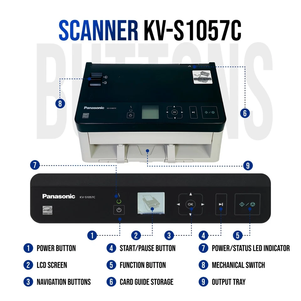 Panasonic KV-S1057C Escáner de Documentos de Paso USB 3.1 LAN con Paquete Grado A! Foto 2 de 4