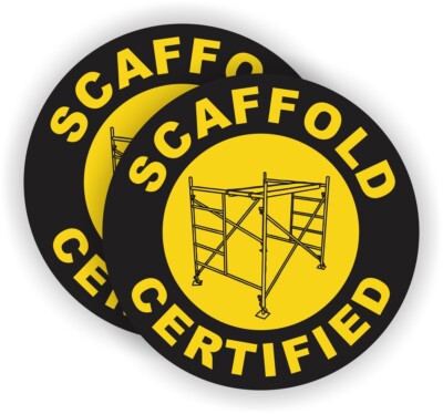 pair - Scaffold Certified Hard Hat Decals Helmet Stickers Safety Harness Labels