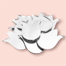 Tulip Flower Shaped Crafting Mirrors Pks 10, Many Colours/Sizes, Engraving/Hoops