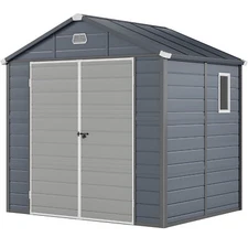 7.87x6.2FT Outdoor Plastic Storage Shed With Lockable Doors All-Weather Shed